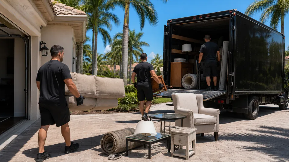 Lee Junk Removal crew hauling large bulky items in Fort Myers