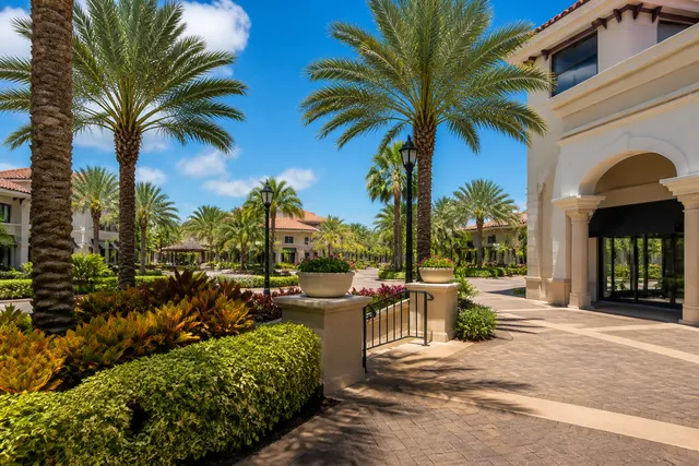 Estero Florida Coconut Point shopping area with palm trees and Mediterranean architecture