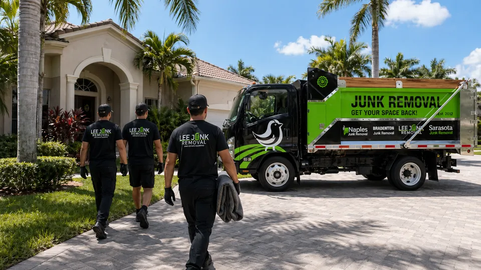 Lee Junk Removal crew arriving for a North Fort Myers junk removal job