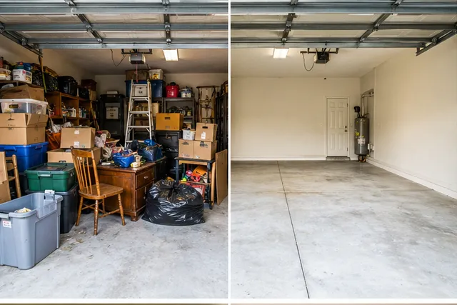 Garage cleanout before and after